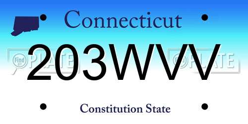 203WVV Connecticut License Plate