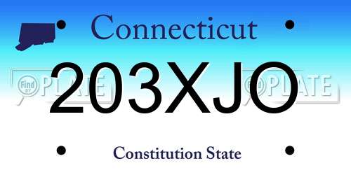 203XJO Connecticut License Plate