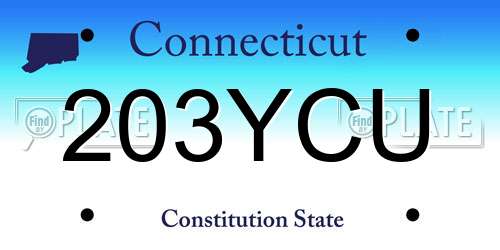 203YCU Connecticut License Plate