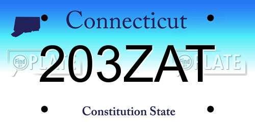 203ZAT Connecticut License Plate