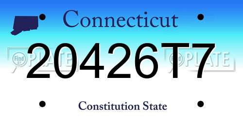 20426T7 Connecticut License Plate
