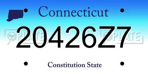 20426Z7 Connecticut License Plate