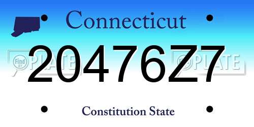 20476Z7 Connecticut License Plate