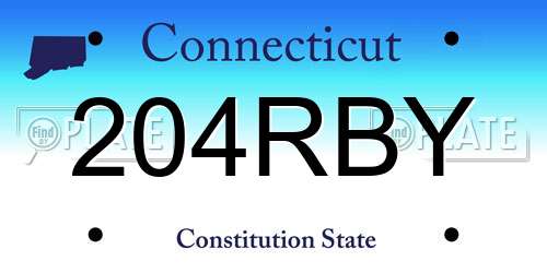 204RBY Connecticut License Plate