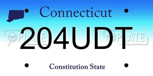 204UDT Connecticut License Plate