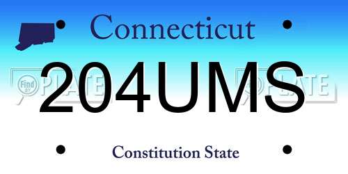 204UMS Connecticut License Plate