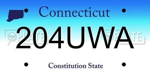 204UWA Connecticut License Plate