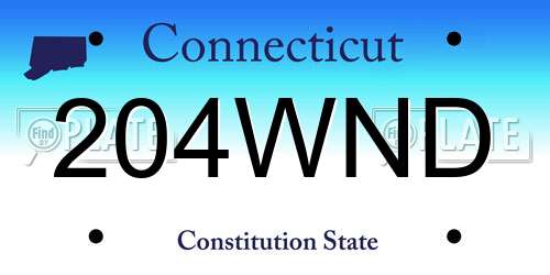 204WND Connecticut License Plate