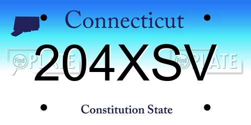 204XSV Connecticut License Plate