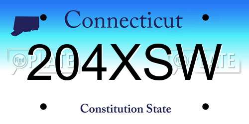 204XSW Connecticut License Plate