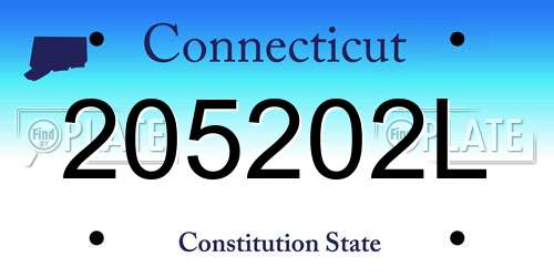205202L Connecticut License Plate