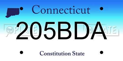 205BDA Connecticut License Plate