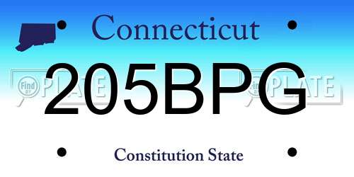 205BPG Connecticut License Plate