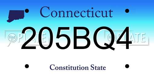 205BQ4 Connecticut License Plate