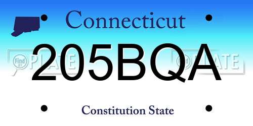205BQA Connecticut License Plate
