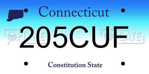 205CUF Connecticut License Plate