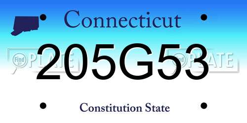 205G53 Connecticut License Plate