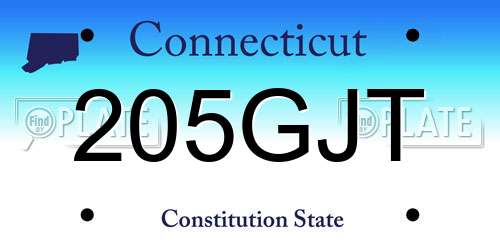205GJT Connecticut License Plate