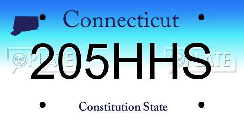205HHS Connecticut License Plate