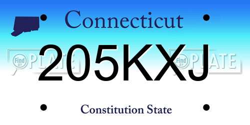 205KXJ Connecticut License Plate