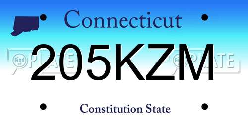 205KZM Connecticut License Plate