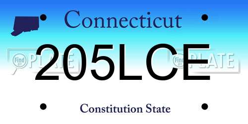 205LCE Connecticut License Plate