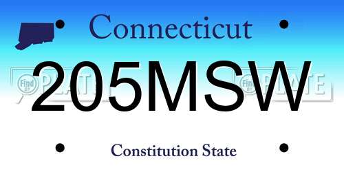 205MSW Connecticut License Plate