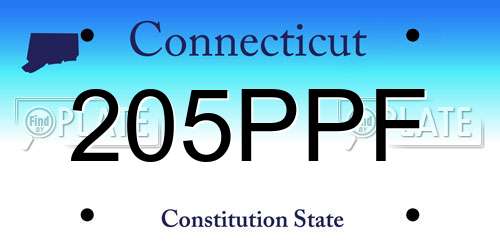 205PPF Connecticut License Plate