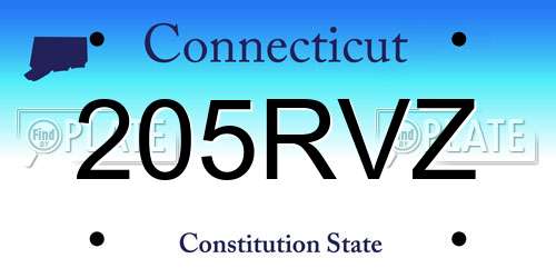 205RVZ Connecticut License Plate