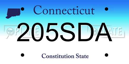 205SDA Connecticut License Plate