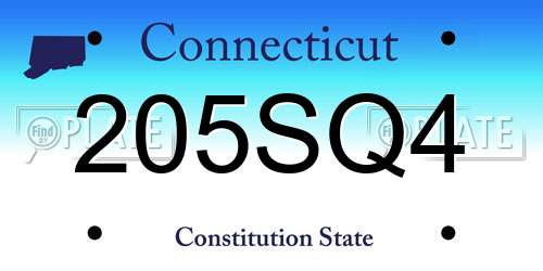205SQ4 Connecticut License Plate