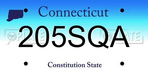 205SQA Connecticut License Plate