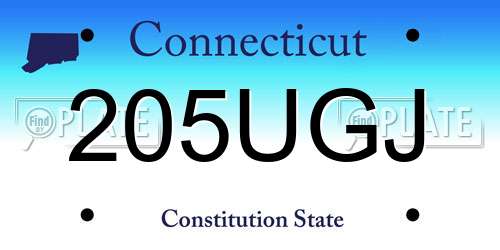 205UGJ Connecticut License Plate