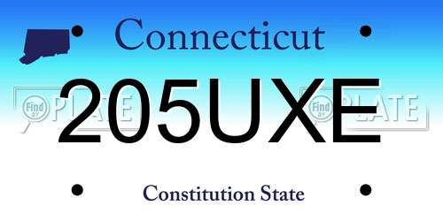 205UXE Connecticut License Plate