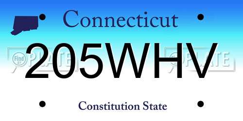 205WHV Connecticut License Plate