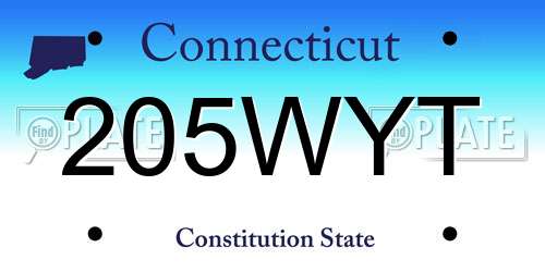 205WYT Connecticut License Plate