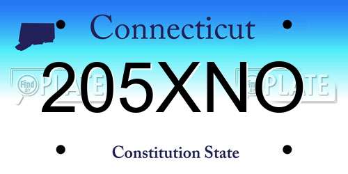 205XNO Connecticut License Plate