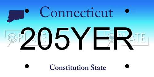 205YER Connecticut License Plate