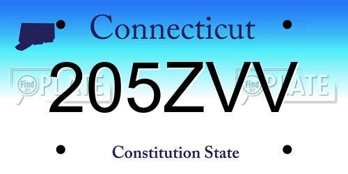 205ZVV Connecticut License Plate