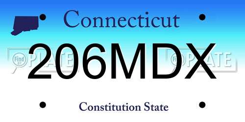 206MDX Connecticut License Plate