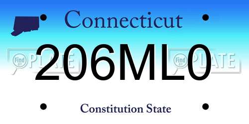 206ML0 Connecticut License Plate