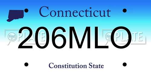 206MLO Connecticut License Plate