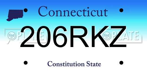 206RKZ Connecticut License Plate