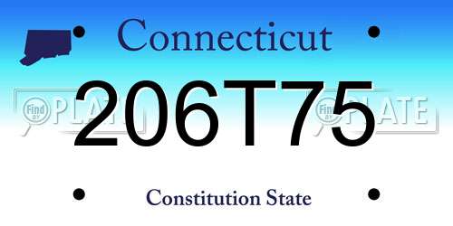 206T75 Connecticut License Plate