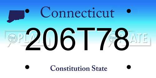 206T78 Connecticut License Plate