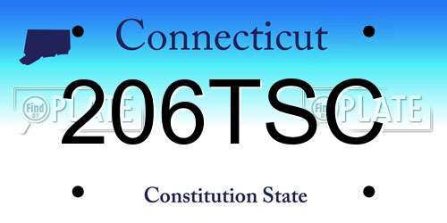 206TSC Connecticut License Plate