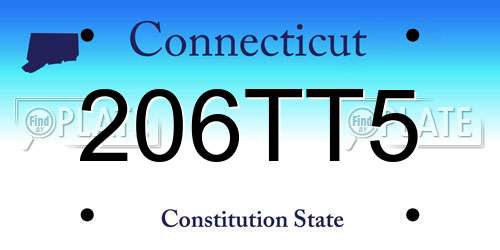 206TT5 Connecticut License Plate