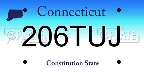 206TUJ Connecticut License Plate