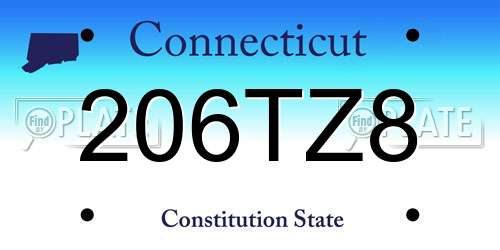 206TZ8 Connecticut License Plate