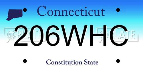 206WHC Connecticut License Plate